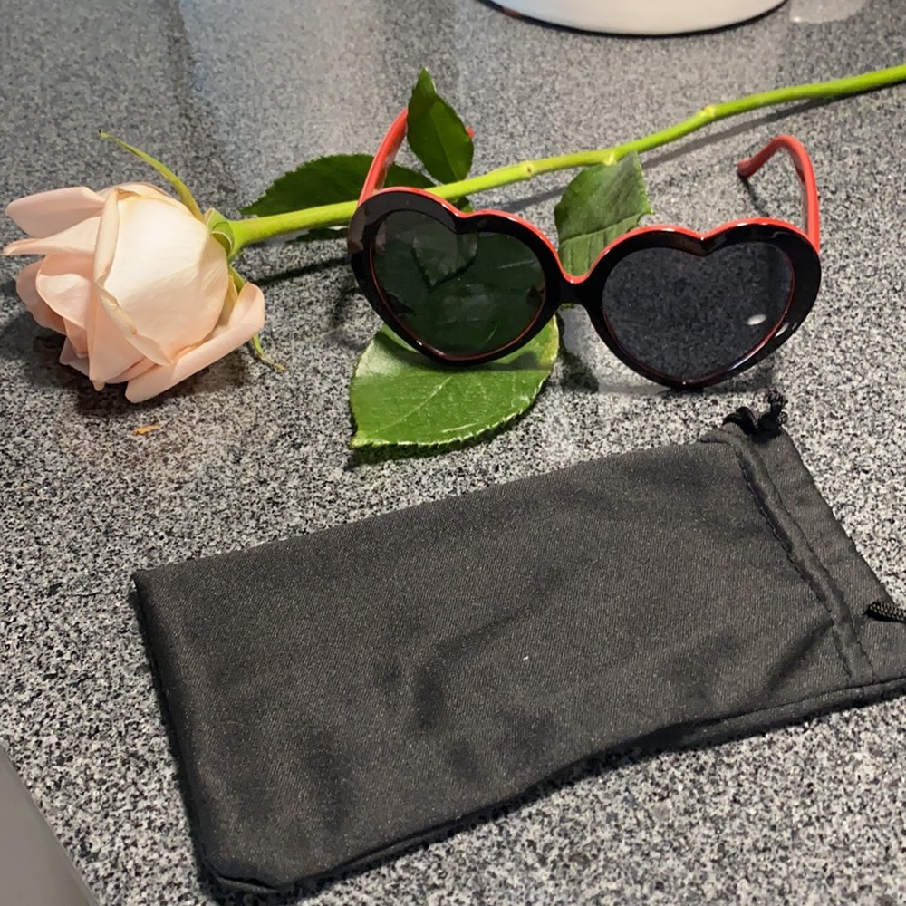 Cute red and black heart sunglasses